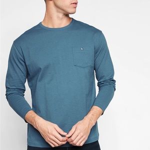 NEW Express Solid Long Sleeve Pocket T-Shirt
